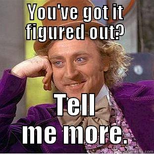 YOU'VE GOT IT FIGURED OUT? TELL ME MORE. Condescending Wonka