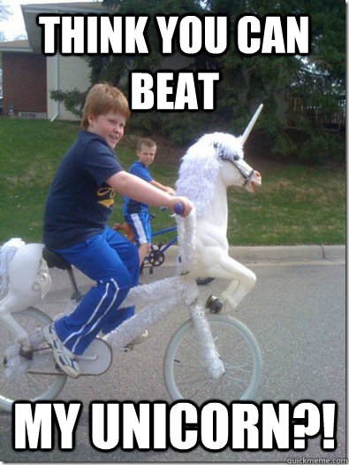 Think you can beat my unicorn?! - Think you can beat my unicorn?!  Kid on Unicorn Bike