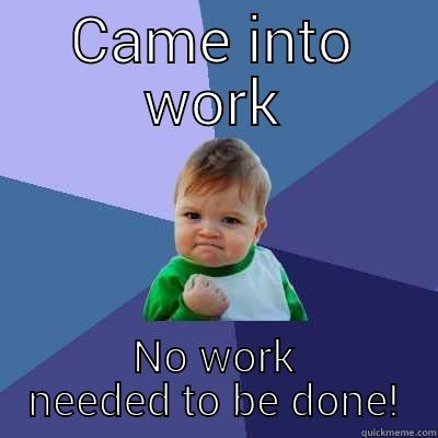 None to be done - CAME INTO WORK NO WORK NEEDED TO BE DONE! Success Kid