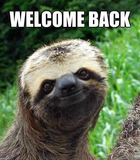 WELCOME BACK - WELCOME BACK  Sloth welcome back