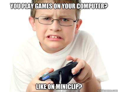 You play Games on your computer? Like on miniclip?  