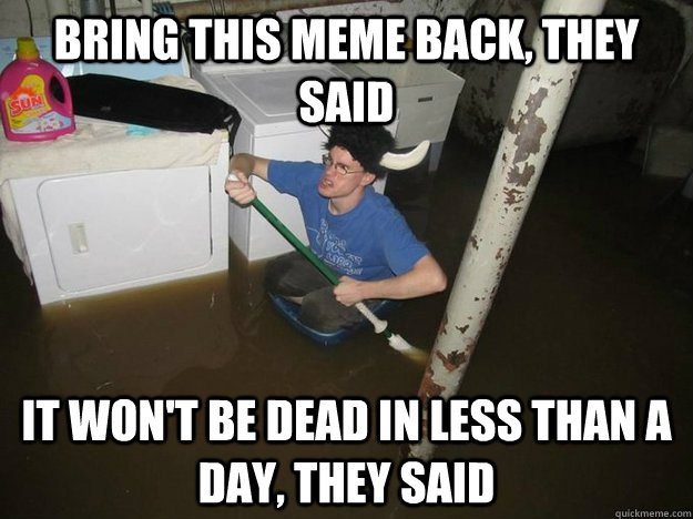Bring this meme back, they said It won't be dead in less than a day, they said  Laundry viking
