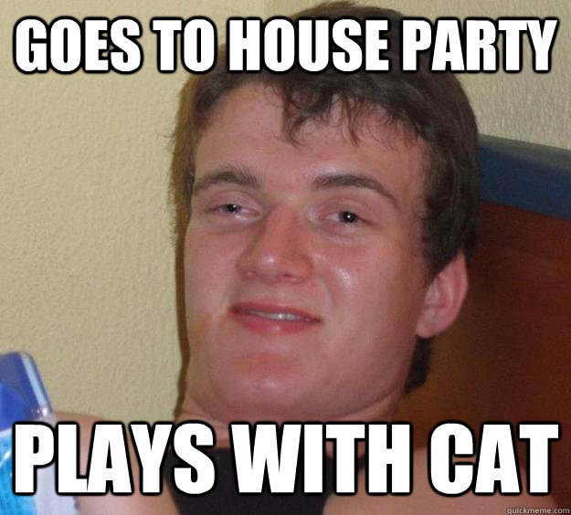 goes to house party plays with cat - goes to house party plays with cat  10 Guy
