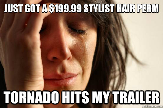 Just got a $199.99 Stylist Hair Perm Tornado hits my trailer  First World Problems