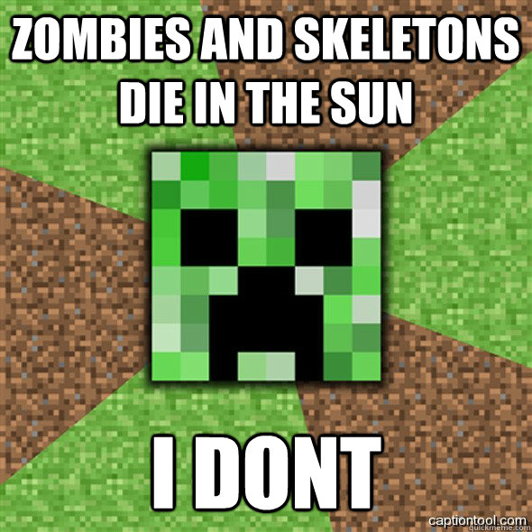 Zombies and skeletons die in the sun I dont  Minecraft Creeper