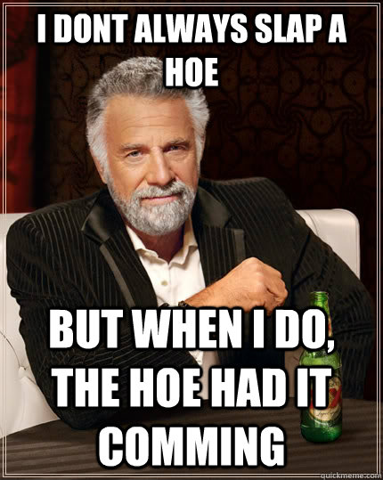 I dont always slap a hoe but when I do, the hoe had it comming - I dont always slap a hoe but when I do, the hoe had it comming  The Most Interesting Man In The World