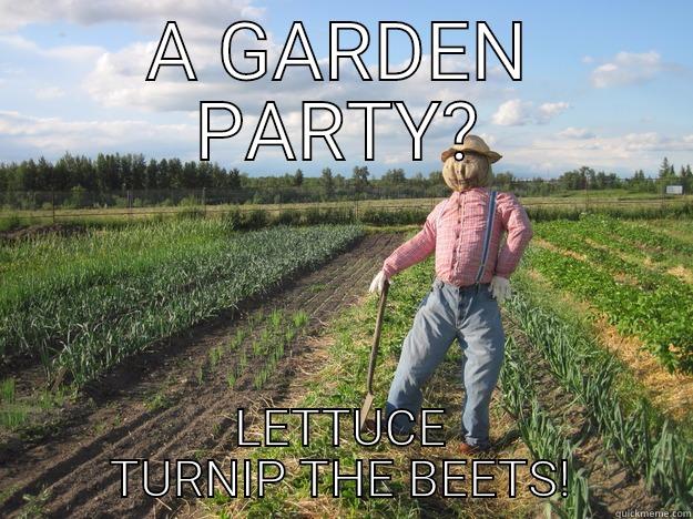 Garden party - A GARDEN PARTY? LETTUCE TURNIP THE BEETS! Scarecrow