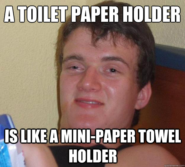 A TOILET PAPER HOLDER IS LIKE A MINI-PAPER TOWEL HOLDER - A TOILET PAPER HOLDER IS LIKE A MINI-PAPER TOWEL HOLDER  10 Guy