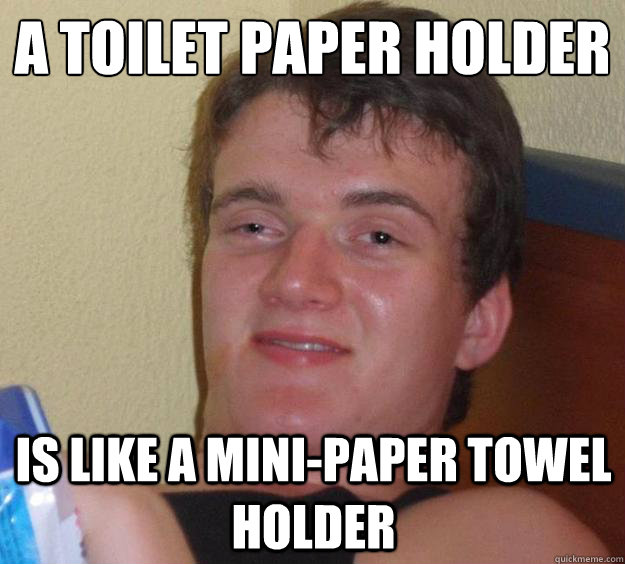 A TOILET PAPER HOLDER IS LIKE A MINI-PAPER TOWEL HOLDER  10 Guy