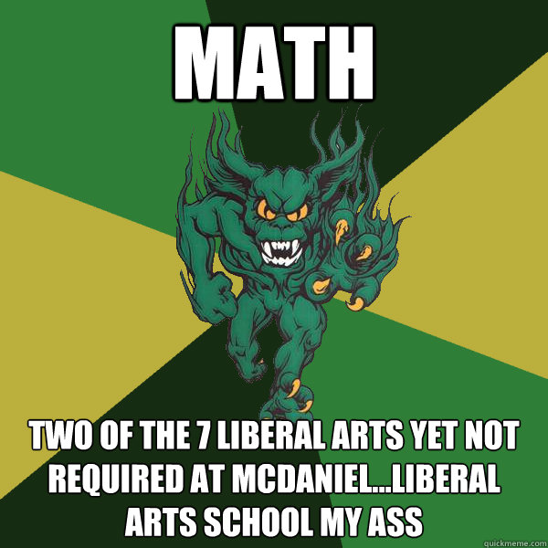 MATh Two of the 7 liberal arts yet not required at McDaniel...Liberal arts school my ass  Green Terror