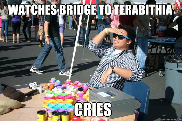 WATCHES BRIDGE TO TERABITHIA CRIES Caption 3 goes here  