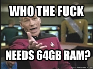 Who the fuck needs 64GB RAM?  Annoyed Picard