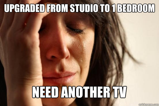 Upgraded from Studio to 1 Bedroom Need another TV  First World Problems