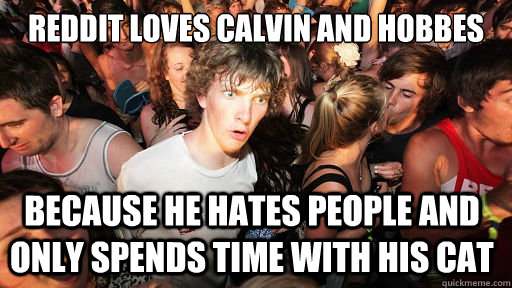 reddit loves calvin and hobbes because he hates people and only spends time with his cat  Sudden Clarity Clarence