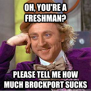 Oh, you're a freshman? Please tell me how much brockport sucks  Condescending Wonka
