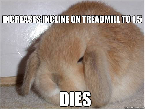 increases incline on treadmill to 1.5 dies  