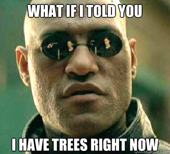 what if i told you I have trees right now   Matrix Morpheus