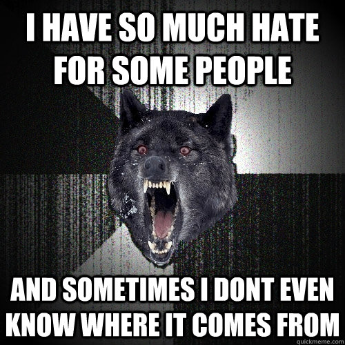 I HAVE SO MUCH HATE FOR SOME PEOPLE AND SOMETIMES I DONT EVEN KNOW WHERE IT COMES FROM  Insanity Wolf