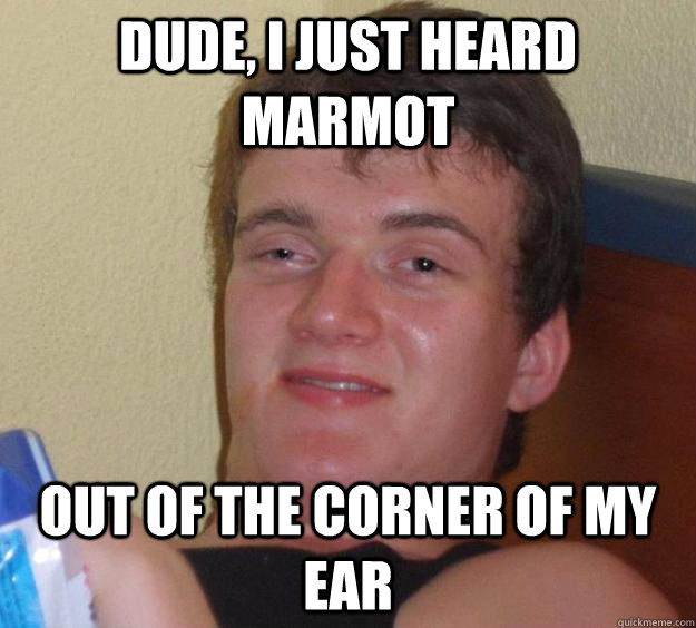 Dude, I just heard marmot  out of the corner of my ear - Dude, I just heard marmot  out of the corner of my ear  10 Guy