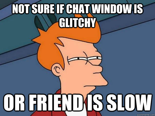 Not sure if chat window is glitchy Or friend is slow  