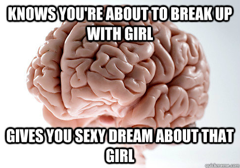 knows you're about to break up with girl gives you sexy dream about that girl  Scumbag Brain