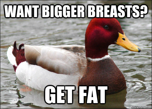 want bigger breasts? get fat  Malicious Advice Mallard