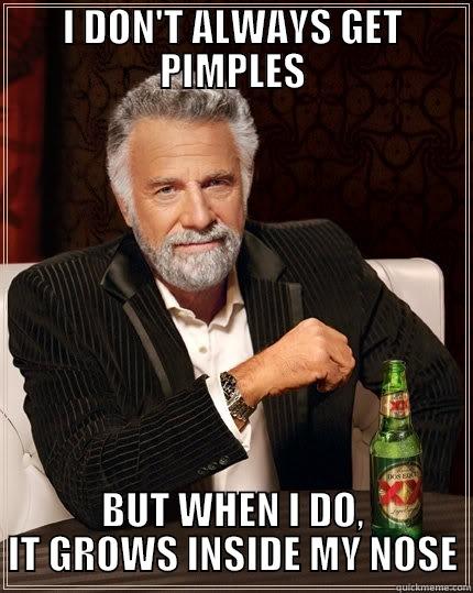 I DON'T ALWAYS GET PIMPLES BUT WHEN I DO, IT GROWS INSIDE MY NOSE The Most Interesting Man In The World