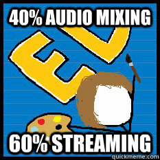 40% audio mixing 60% streaming  