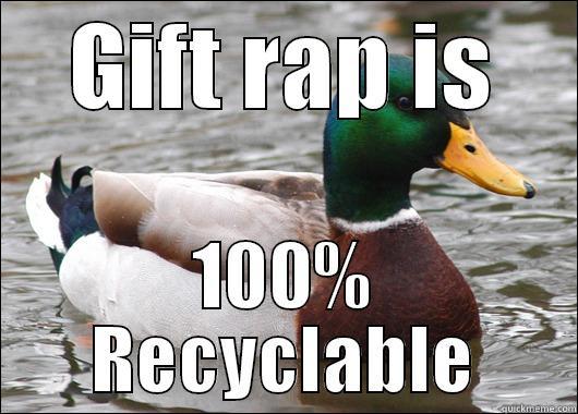 GIFT RAP IS 100% RECYCLABLE Actual Advice Mallard