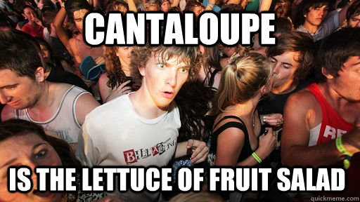 cantaloupe is the lettuce of fruit salad  Sudden Clarity Clarence