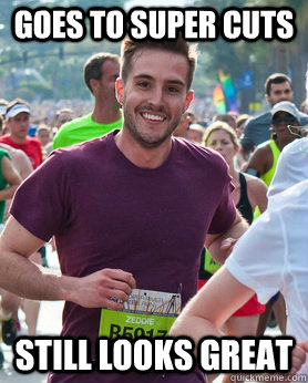 goes to super cuts still looks great  Ridiculously photogenic guy