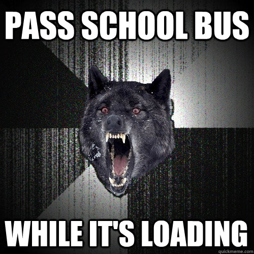 pass school bus while it's loading  Insanity Wolf