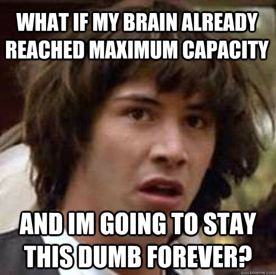 what if my brain already reached maximum capacity and im going to stay this dumb forever?  conspiracy keanu