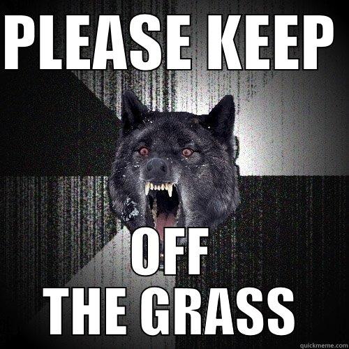 PLEASE KEEP  OFF THE GRASS Insanity Wolf