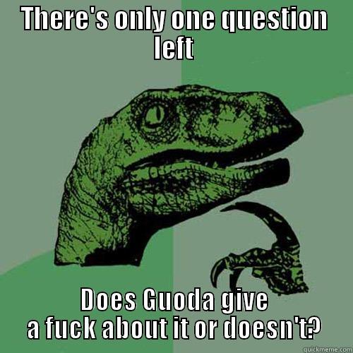 THERE'S ONLY ONE QUESTION LEFT DOES GUODA GIVE A FUCK ABOUT IT OR DOESN'T? Philosoraptor