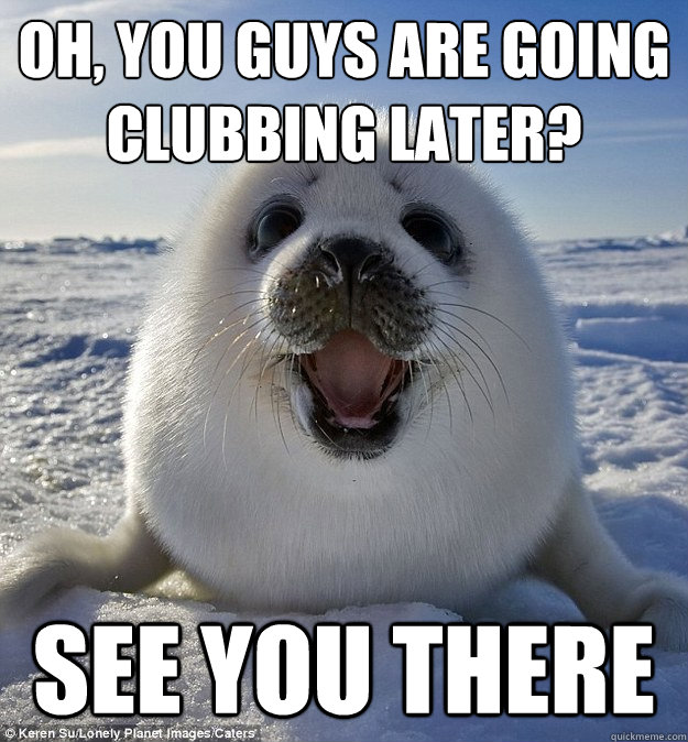 Oh, you guys are going clubbing later? See you there - Oh, you guys are going clubbing later? See you there  Easily Pleased Seal