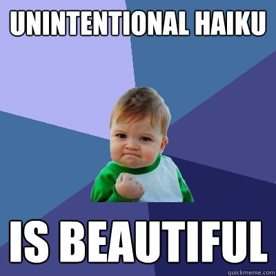 Unintentional Haiku is beautiful  Success Kid