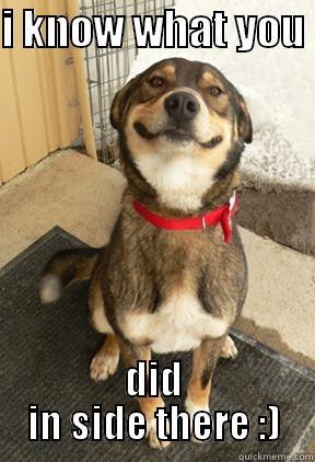 I KNOW WHAT YOU  DID IN SIDE THERE :) Good Dog Greg
