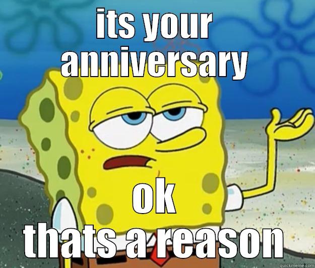 ITS YOUR ANNIVERSARY OK THATS A REASON Tough Spongebob