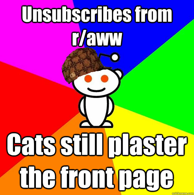 Unsubscribes from r/aww Cats still plaster the front page - Unsubscribes from r/aww Cats still plaster the front page  Scumbag Redditor