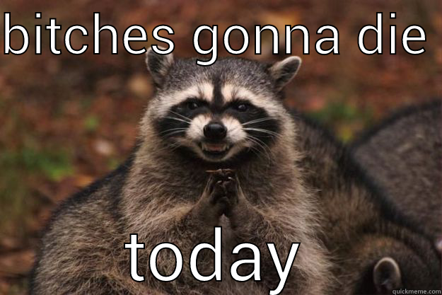 bitches gonna die today - BITCHES GONNA DIE  TODAY Evil Plotting Raccoon