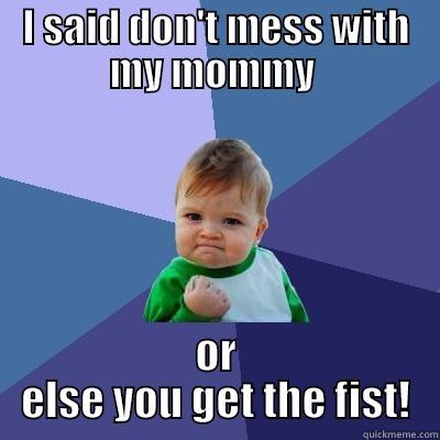I SAID DON'T MESS WITH MY MOMMY  OR ELSE YOU GET THE FIST! Success Kid
