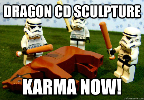Dragon CD sculpture Karma Now! - Dragon CD sculpture Karma Now!  Beating dead horse