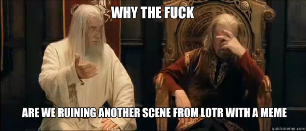 Why the fuck Are we ruining another scene from LOTR with a meme  Annoyed Gandalf
