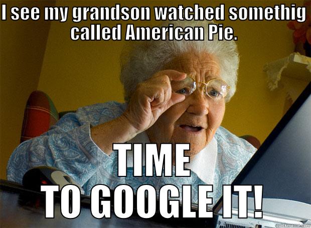 I SEE MY GRANDSON WATCHED SOMETHIG CALLED AMERICAN PIE. TIME TO GOOGLE IT! Grandma finds the Internet