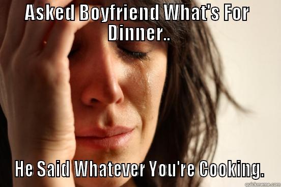 Andja Gega - ASKED BOYFRIEND WHAT'S FOR  DINNER.. HE SAID WHATEVER YOU'RE COOKING. First World Problems