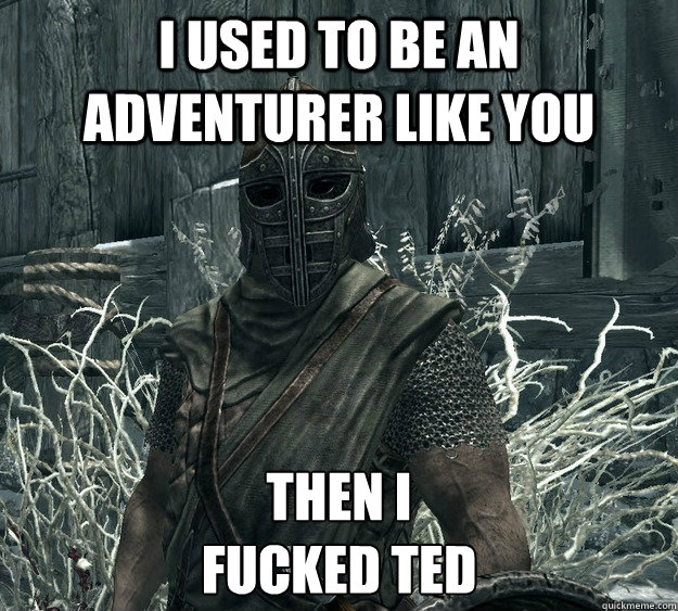 I used to be an adventurer like you Then I
Fucked Ted  Rational Skyrim Guard