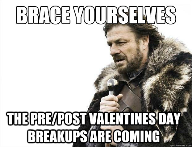 Brace Yourselves The Pre/post Valentines day breakups are coming - Brace Yourselves The Pre/post Valentines day breakups are coming  2012 brace yourself