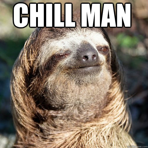 Chill Man Just Give Me Some Time 10 Guy Sloth Quickmeme