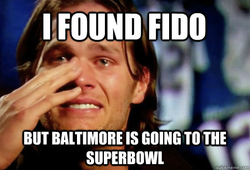 I found Fido But Baltimore is going to the Superbowl  Crying Tom Brady